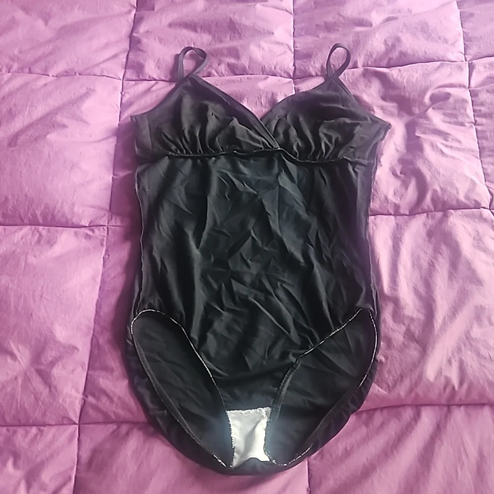 Danskin New York City Ballet camisole mock wrap black leotard size L - Picture 4 of 8